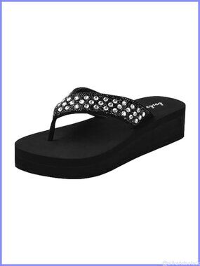 Rhinestone Wedge Flip Flops Sandals Sequin EVA Comfort Slip On